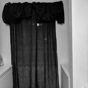 Black Sheer Curtains and Curtain Rod